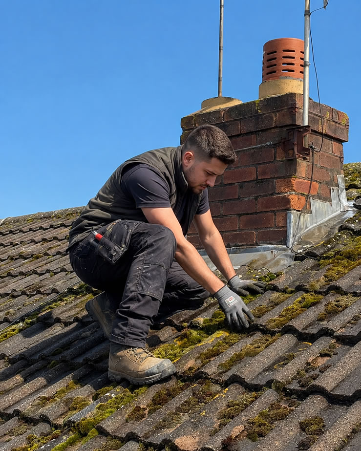Roofer repairing roof - Free roofing quotes